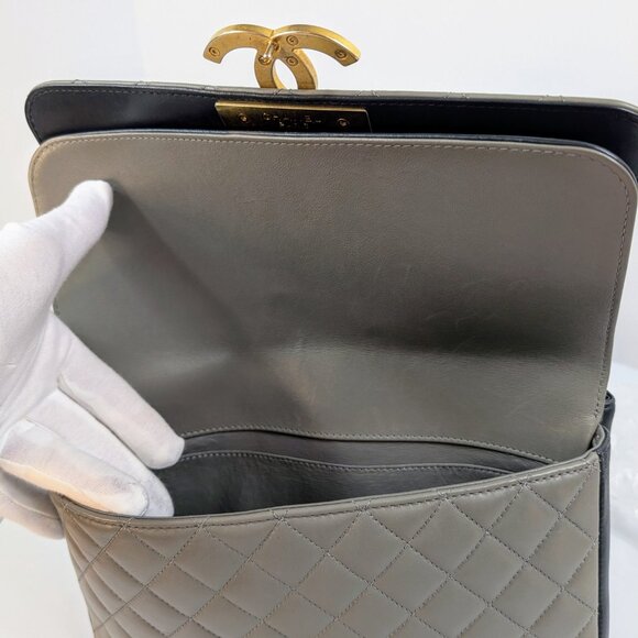 Chanel Two Tone Gray Navy Large Double Flap Bag - Picture 10 of 16